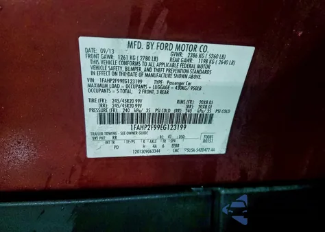 2014 Ford Taurus Limited из США, поврежденный, VIN 1FAHP2F99EG123199